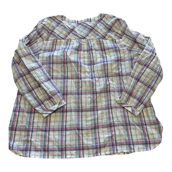 NWT!! Talbots Loose Fit Sheer Plus Size Plaid Blouse - Picture 4 of 6